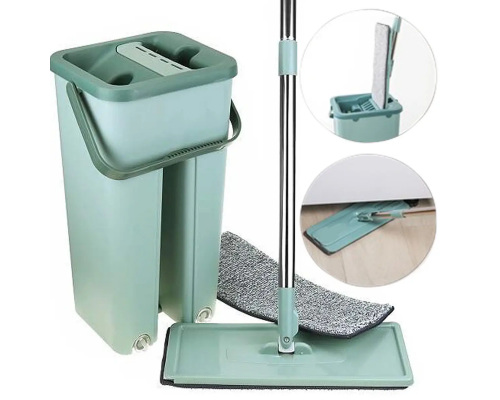 Швабра с ведром Scratch Cleaning Mop автоматический отжим  Бирюзовый и серый        24                                                                               