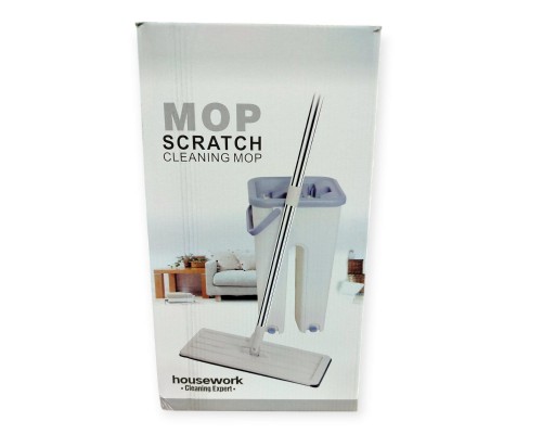 Швабра с ведром Scratch Cleaning Mop автоматический отжим  Бирюзовый и серый        24                                                                               