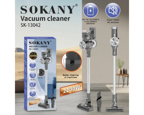 Вертикальный пылесос SOKANY SK-13042, аккумулятор 2200 мА*ч, Беспроводной вертикальный пылесос. (6)