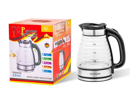 Чайник Top Kitchen TK 00236   электрический 2,0 л 2400 Вт рифленое стекло  (12)