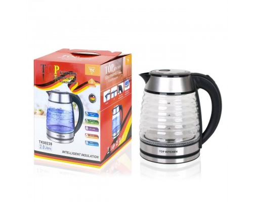 Чайник Top Kitchen TK 00239   электрический 2,0 л  2400 Вт  рифленое  стекло  (12)