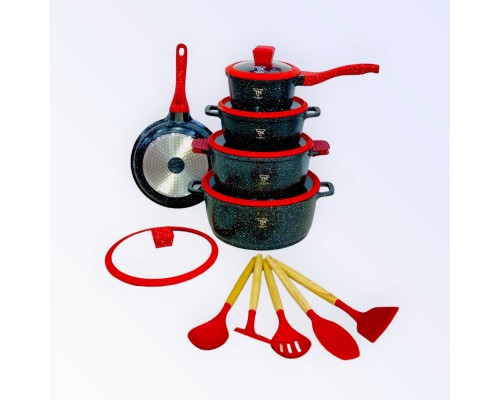 Набор кастрюль Top Kitchen ТК00050L  (черный с красными крышками ) 10 предметов 4