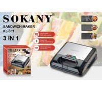 Вафельница сэндвичница 3в1  Мультимейкер со съемными пластSokany   Sokany KJ-303  (8)