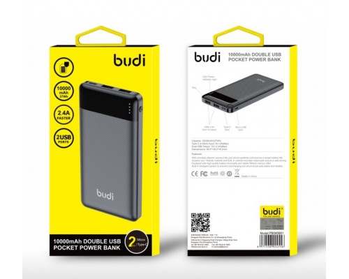 Power Bank  Budi 37wh    2.4a   на 10000mAh (2,1A)  (2выхода)