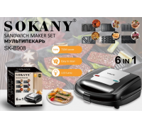 Мультимейкер 6в1 Sokany SK-B908   750 Вт 6 пластин с антипригарным покрытием  (4)