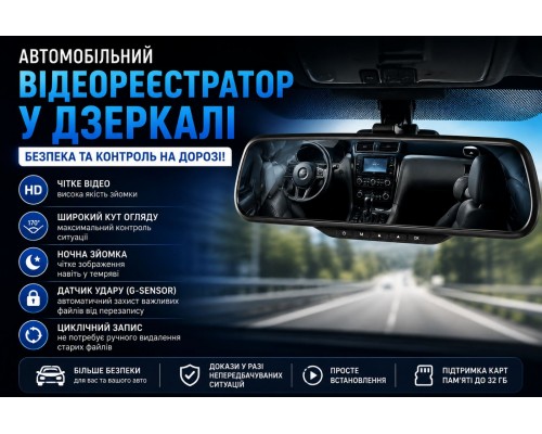 Автовидеорегистратор Зеркало DVR    FS-102    50   HS-182