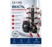 Набор посуды T.K.Line    ТК000272 из нержавеющей стали   с прорезиненными ручками  12 предметов.